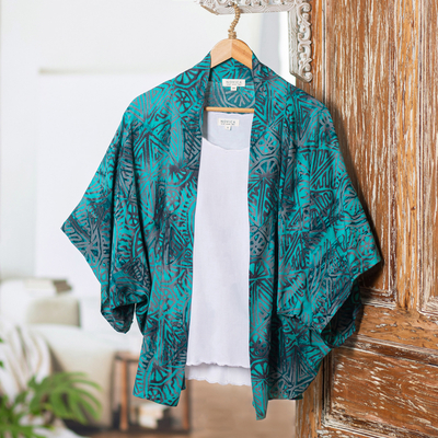 Chaqueta tipo kimono de rayón batik - Chaqueta de kimono de rayón batik hecha a mano