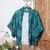 Batik rayon kimono jacket, 'Emerald Ocean' - Handmade Batik Rayon Kimono Jacket (image 2) thumbail