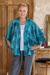 Batik rayon kimono jacket, 'Emerald Ocean' - Handmade Batik Rayon Kimono Jacket (image 2b) thumbail