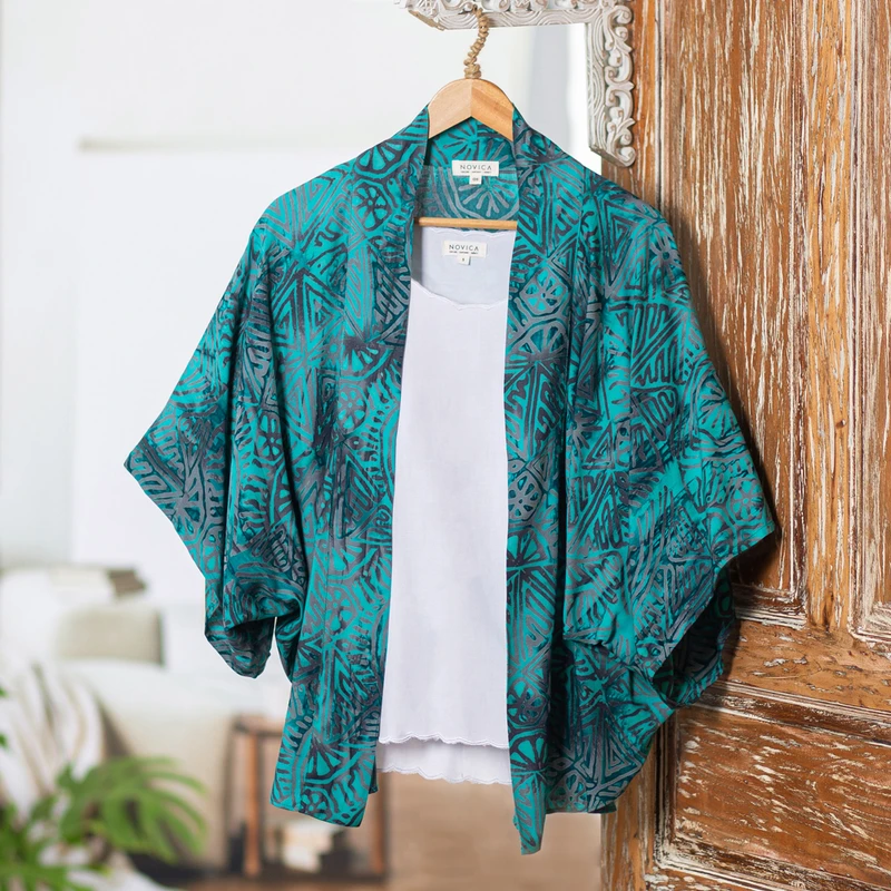 ノーカラーウールコート イタリア生地 キモノスリーブ 厚手 handmade 80s S.S.G. by Catharine Lover フラワー 刺繍 ノーカラー