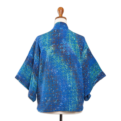 Kimonojacke aus Batik-Rayon - Handgestempelte Rayon-Kimonojacke