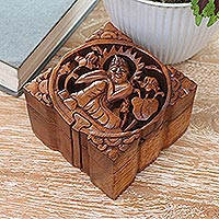 Wood puzzle box, 'Restful Buddha'
