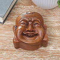 Caja rompecabezas de madera, 'Buda que ríe' - Caja hecha a mano con rompecabezas de madera de Suar