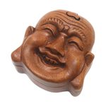 Wood puzzle box, 'Laughing Buddha' - Hand Made Suar Wood Puzzle Box