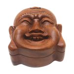 Wood puzzle box, 'Laughing Buddha' - Hand Made Suar Wood Puzzle Box