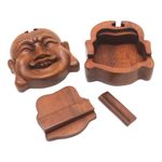 Wood puzzle box, 'Laughing Buddha' - Hand Made Suar Wood Puzzle Box