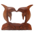 Wood sculpture, 'Lovina Dolphins' - Suar Wood Dolphin Sculpture from Bali thumbail