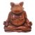 Wood sculpture, 'Meditating Frog' - Handmade Suar Wood Frog Sculpture thumbail