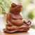 Wood sculpture, 'Meditating Frog' - Handmade Suar Wood Frog Sculpture (image 2b) thumbail