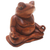 Wood sculpture, 'Meditating Frog' - Handmade Suar Wood Frog Sculpture (image 2c) thumbail