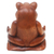 Wood sculpture, 'Meditating Frog' - Handmade Suar Wood Frog Sculpture