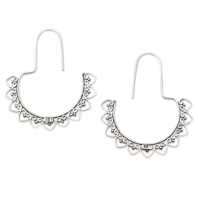 Sterling silver drop earrings, 'Thorn Patch' - Hand Made Sterling Silver Drop Earrings