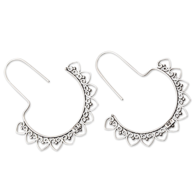 Sterling silver drop earrings, 'Thorn Patch' - Hand Made Sterling Silver Drop Earrings