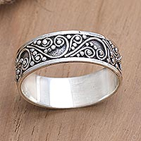 Sterling silver band ring, 'Little Wonder'