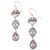 Gold-accented amethyst dangle earrings, 'Dear Lotus' - Gold-Accented Lotus-Motif Dangle Earrings