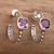 Gold-accented amethyst half-hoop earrings, 'Marquee Lights' - Gold-Accented Amethyst Half-Hoop Earrings thumbail