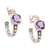 Gold-accented amethyst half-hoop earrings, 'Marquee Lights' - Gold-Accented Amethyst Half-Hoop Earrings