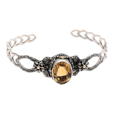 Gold-Accented Citrine Cuff Bracelet