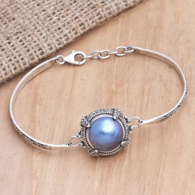 Cultured freshwater pearl pendant bracelet, 'Glowing Crown' - Cultured Freshwater Pearl Pendant Bracelet