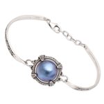 Cultured freshwater pearl pendant bracelet, 'Glowing Crown' - Cultured Freshwater Pearl Pendant Bracelet