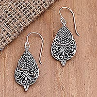 Sterling silver dangle earrings, 'Same Day' - Hand Crafted Sterling Silver Dangle Earrings