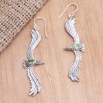 Peridot dangle earrings, 'Green Eagle' - Peridot Eagle-Motif Dangle Earrings from Bali