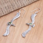Peridot dangle earrings, 'Green Eagle' - Peridot Eagle-Motif Dangle Earrings from Bali