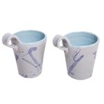 Ceramic mugs, 'Piping Hot' (pair) - Artisan Crafted Ceramic Mugs from Java (Pair)