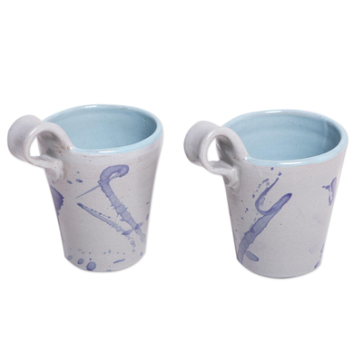 Tazas de cerámica, (par) - Tazas de cerámica artesanales de Java (par)