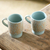 Ceramic mugs, 'Sea Foam' (pair) - Ceramic Mugs with Rustic Finish (Pair) thumbail
