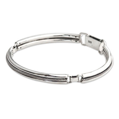 Sterling silver bangle bracelet, 'Melody' - Handmade Sterling Silver Bangle Bracelet
