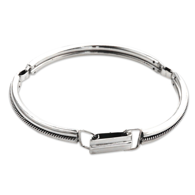 Sterling silver bangle bracelet, 'Melody' - Handmade Sterling Silver Bangle Bracelet
