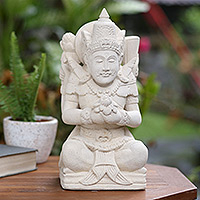 Sandstone sculpture, 'Destroyer's Blessing' - Handcrafted Sandstone Shiva Sculpture