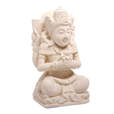 Sandstone statuette, 'Shiva's Blessing' - Hand Made Sandstone Shiva Statuette