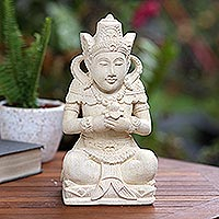 Sandstone statuette, 'Vishnu's Blessing' - Hand Crafted Balinese Sandstone Statuette
