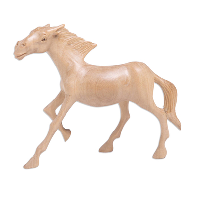 Hand Made Wood Horse Statuette