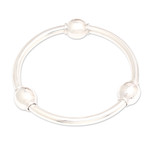 Sterling silver bangle bracelet, 'Suggestive Trio' - Sterling Silver Bangle Bracelet