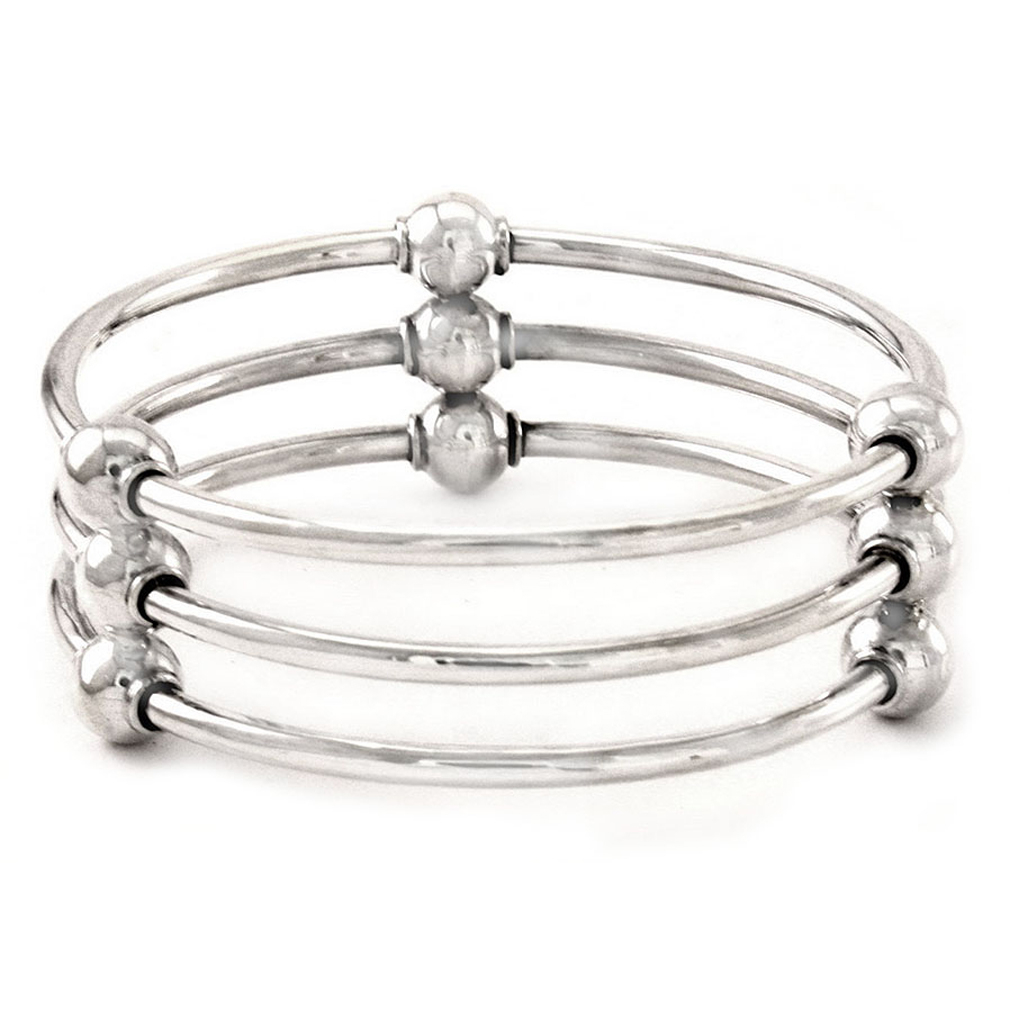 Sterling Silver Bangle Bracelets from Indonesia (Pair) - Ubud Moons