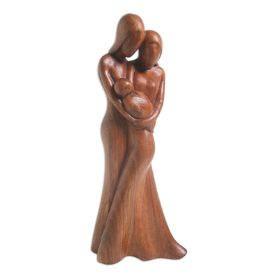 Wood sculpture, 'Newborn' - Hand Crafted Suar Wood Sculpture from Bali