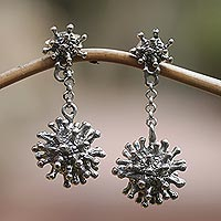 Sterling silver dangle earrings, 'Shimmering Protection'