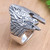 Men's sterling silver cocktail ring, 'Hungry Wolf' - Men's Sterling Silver Ring with Wolf Motif