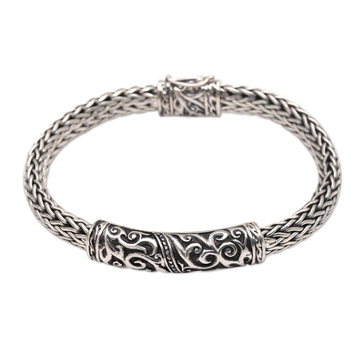 Men's sterling silver pendant bracelet, 'Rich Life' - Men's Sterling Silver Pendant Bracelet from Bali