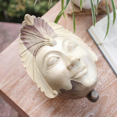 Decorative wood box, 'Gelungan Agung' - Hand Crafted Hibiscus Wood Box