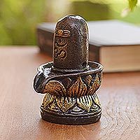 Bronze incense holder, 'Siva Linggam' - Handmade Bronze Incense Holder from Bali