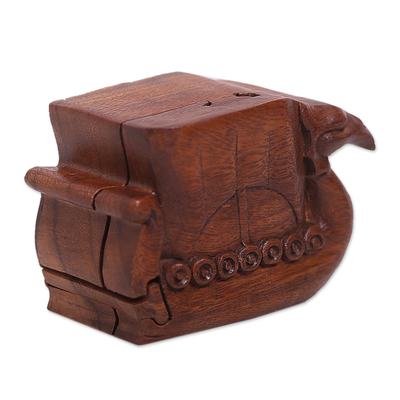 Caja de rompecabezas de madera decorativa - Caja rompecabezas de madera de suar tallada a mano