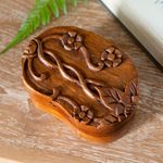 Decorative wood puzzle box, 'Autumn Treasure' - Decorative Suar Wood Puzzle Box