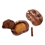 Decorative wood puzzle box, 'Autumn Treasure' - Decorative Suar Wood Puzzle Box