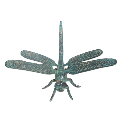 Bronzeskulptur, 'Libelle Sommer' - Bronzeskulptur einer Libelle aus Bali