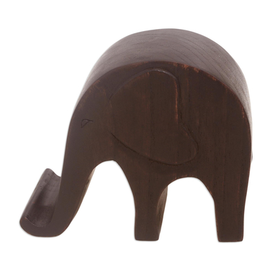 Wood phone holder, 'An Elephant Never Forgets' - Jempinis Wood Elephant Phone Holder