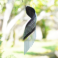 Coconut fiber wind chime, 'Mandala Music' - Handmade Coconut Fiber Wind Chime from Bali